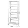 Basics Modern 5-Tier Ladder Wooden shelf Organizer, White 13.7" D x 23.6" W x 58.1" H