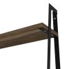 Joel 18 Inch Rectangular 2 Tier Wood Floating Wall Mount Shelf with Metal Frame; Brown and Black