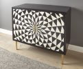 Art Deco Accent Cabinet - Modern Elegance, Kaleidoscope Design - Adjustable Shelves, Brass Legs