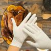 Pack of 100 Latex Gloves; Natural color; Extra Large size. Disposable Ambidextrous Hand Covers. Unisex Transparent Food Gloves for Kitchen; Cooking; P