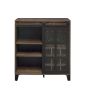 Treju Wine Cabinet; Obscure Glass; Rustic Oak & Black Finish YF