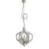 Antiqued Wood And Metal Chandelier; White