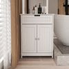 Bathroom Floor Cabinet Freestanding 2 Doors and 1 Drawer Wood Storage Organizer Cabinet for Bathroom and Living Room-White