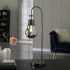 29" In Adan Edison Restorative Glass Led Downbridge Black Chrome Metal Table Lamp