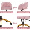 Modern swivel high quality velvet office desk chair pink color in gold metal luxury height adjustable computer chair living room chair