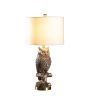 27.5" Silver Owl on A Branch Resin Table Lamp