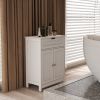 Bathroom Floor Cabinet Freestanding 2 Doors and 1 Drawer Wood Storage Organizer Cabinet for Bathroom and Living Room-White