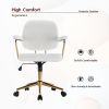 Teddy Velvet Makeup Office Desk Chair Bling Desk,Cute Vanity Chair with Side Arms and Wheels 360Â¬âˆž,Bling Desk Nail Desk for Women, Adjustable Height,W