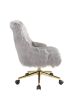 Arundell II Office Chair in Gray Faux Fur &amp; Gold Finish OF00123