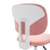 Teddy Velvet Makeup Pink Office Desk Chair Bling Desk, Armless Vanity Desk Task Chair with Wheels 360Â¬âˆž,Bling Desk Nail Desk for Women, Adjustable Hei