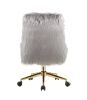 Arundell II Office Chair in Gray Faux Fur &amp; Gold Finish OF00123