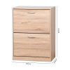 Wooden Shoe Cabinet for Entryway; White Shoe Storage Cabinet with 2 Flip Doors 20.94x9.45x43.11 inch