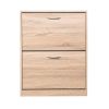 Wooden Shoe Cabinet for Entryway; White Shoe Storage Cabinet with 2 Flip Doors 20.94x9.45x43.11 inch