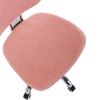 Teddy Velvet Makeup Pink Office Desk Chair Bling Desk, Armless Vanity Desk Task Chair with Wheels 360Â¬âˆž,Bling Desk Nail Desk for Women, Adjustable Hei