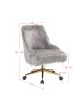 Arundell II Office Chair in Gray Faux Fur &amp; Gold Finish OF00123