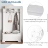 ON-TREND Hall Tree with 4 Hooks and Hinged Lid; Coat Hanger; Entryway Bench; Storage Bench; 3-in-1 Design; for Entrance; Hallway (White)