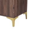 TREXM 58' L Sideboard with Gold Metal Legs and Handles Sufficient Storage Space Magnetic Suction Doors (Brown)