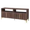 TREXM 58' L Sideboard with Gold Metal Legs and Handles Sufficient Storage Space Magnetic Suction Doors (Brown)