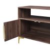 TREXM 58' L Sideboard with Gold Metal Legs and Handles Sufficient Storage Space Magnetic Suction Doors (Brown)