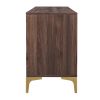 TREXM 58' L Sideboard with Gold Metal Legs and Handles Sufficient Storage Space Magnetic Suction Doors (Brown)