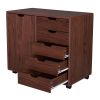 Single Door Five Drawers MDF With PVC Wooden Filing Cabinet Dark Brown