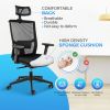 YSSOA Office Ergonomic Mesh Computer Chair with Wheels &amp; Arms &amp; Lumbar Support; 02B; Black-Pro