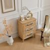 Accent Storage Cabinet Retro Wooden Chest with 3 Drawers and Metal Handles