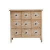 Accent Storage Cabinet Rattan Retro Wooden Apothecary Chest with 9-Drawer and Metal Handles