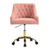 Modern Velvet Office Task Chair Height Adjustable 360&deg; Swivel Upholstered Computer Task Chair with Wheels for Study Room Living Room Bedroom