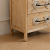 Accent Storage Cabinet Retro Wooden Chest with 3 Drawers and Metal Handles