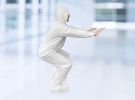 Disposable SF Coveralls. Pack of 5 White Body Protective Suits of Laminated Polypropylene 60 gsm. Medium PPE Workwear with Microporous Film; Hood; Boo