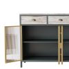 48&quot; Wide 4 Glass Doors Modern Sideboard with 3 Top Drawers; Freestanding Sideboard Storage Cabinet Entryway Floor Cabinet for Living Room Office