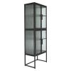 Elegant Floor Storage Cabinet with 4 Tempered Glass Doors; Display High Cabinet with Adjustable Shelves Black Color for Entryway; Living Room; Bedroom