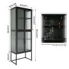 Elegant Floor Storage Cabinet with 4 Tempered Glass Doors; Display High Cabinet with Adjustable Shelves Black Color for Entryway; Living Room; Bedroom