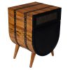 24 Inch Acacia Wood Accent Cabinet Chest with 1 Mesh Drawer and 1 Door; Brown and Black