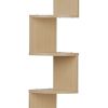 Large Laminated Beech Veneer Corner Wall Mount Shelf; Natural Brown