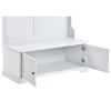 ON-TREND Hall Tree Entryway Bench with Shelves Cabinet and Four Hooks; 3-in-1 Design; White