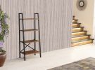 Leon 5 Tier Modern Ladder Bookshelf Organizers; Metal Frame Bookshelf for Small Spaces in Your Living Rooms; Office Furniture Bookcase; Walnut