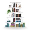 Furnish Home Store Modern 5 Tier Ladder Bookshelf Organizers; Narrow Bookshelf for Small Spaces Office Furniture Bookcase; White/Chrome