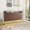 Stylish and Functional 4-Door Storage Cabinet with Square Metal Legs and Particle Board Material,for Living Room and Kitchen,Walnut