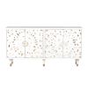 4 Door Wooden Sideboard with Engraved Sunburst Design Front; White and Gold