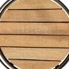 Round Tubular Metal Frame Tray with Plank Style Wooden Base; Brown and Black