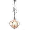 Antiqued Wood And Metal Chandelier; White