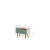 Manhattan Comfort Tribeca 35.43 Mid-Century Modern TV Stand with Solid Wood Legs in Off White and Green Mint