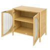 Bamboo 2 door cabinet, Buffet Sideboard Storage Cabinet, Buffet Server Console Table, for Dining Room, Living Room, Kitchen, Hallway