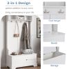 ON-TREND Hall Tree with 4 Hooks and Hinged Lid; Coat Hanger; Entryway Bench; Storage Bench; 3-in-1 Design; for Entrance; Hallway (White)