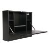 Wall Mounted Laptop Desk, Wooden Drop-Leaf Table with Storage Drawer & Shelves, Home Office Hanging Computer Workstation, Black XH