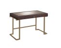 Boice Desk in Espresso PU & Champagne