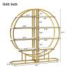 4 Tiers Home Office Open Bookshelf; Round Shape; Different Placement Ways; MDF Board; Gold Metal Frame; White