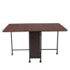 Folding Dining Table Portable Desk with 6 Wheels for Kitchen, Living Room and Home Office, Dark Coffee+Black XH